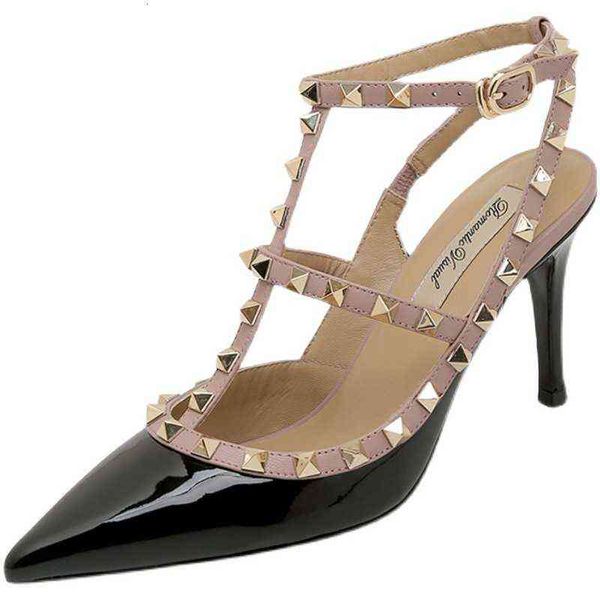 women's formal shoes high board cow patent leather rivet pointed ultra-high sandal's warren thin heel strap 2021 shallow mouth liu, Black
women's formal shoes high board cow patent leather rivet pointed ultra-high sandal's warren thin heel strap 2021 shallow mouth liu, Black