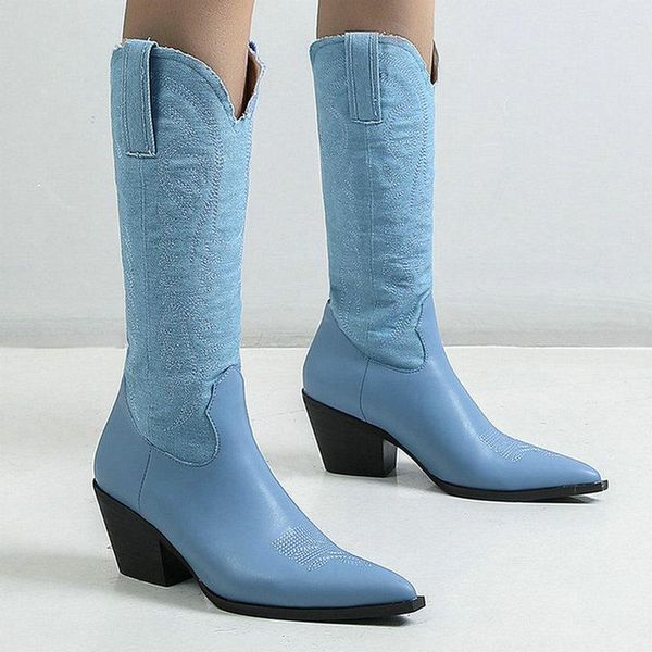 boots white blue black women knee high microfiber pointed toe square heel western autumn winter chunky
boots white blue black women knee high microfiber pointed toe square heel western autumn winter chunky