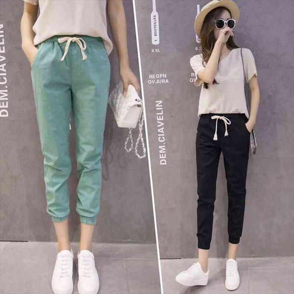 women pants summer cotton and linen cropped pants womens loose elastic casual pantalones de mujer, Black;white
women pants summer cotton and linen cropped pants womens loose elastic casual pantalones de mujer, Black;white