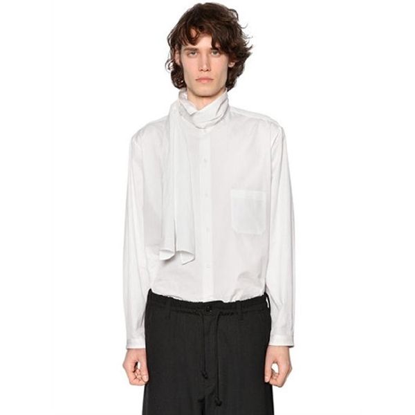 men's casual shirts clothing fashion catwalk show personality scarf shirt hair stylist plus size singer costumes, White;black
men's casual shirts clothing fashion catwalk show personality scarf shirt hair stylist plus size singer costumes, White;black