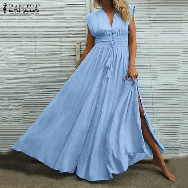 casual dresses zanzea plus size women sleeveless maxi long dress summer v neck solid holiday sundress split hem beach vestidos femme kaftan, Black;gray
casual dresses zanzea plus size women sleeveless maxi long dress summer v neck solid holiday sundress split hem beach vestidos femme kaftan, Black;gray
