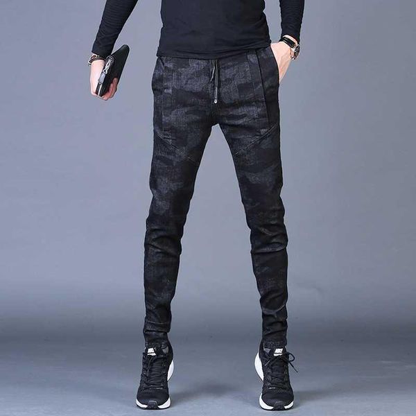 men's pants fashion male casual original camouflage jeans men plus velvet autumn stitching slim korean c3129, Black
men's pants fashion male casual original camouflage jeans men plus velvet autumn stitching slim korean c3129, Black
