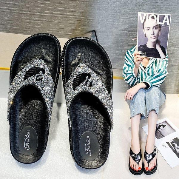 slippers women's outer wear fashion flip flops 2021 seaside sequin summer beach shoes platform sandals and, Black
slippers women's outer wear fashion flip flops 2021 seaside sequin summer beach shoes platform sandals and, Black
