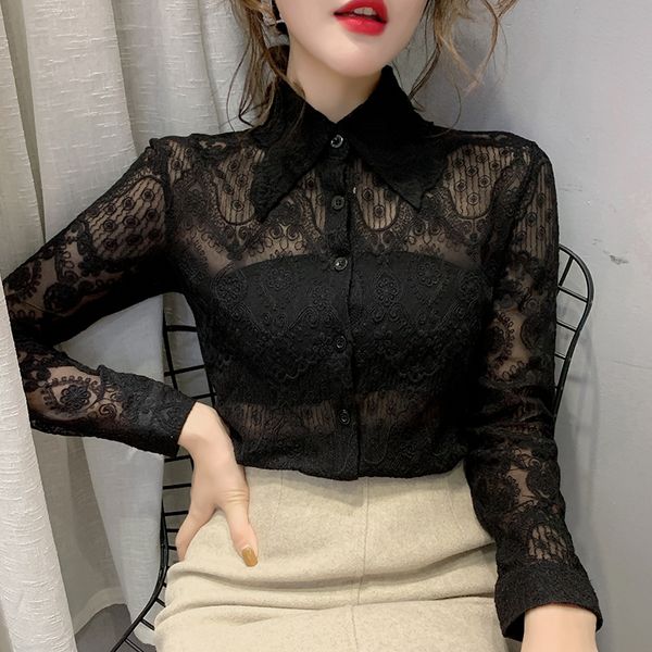 spring autumn womens hollow out lace shirts long sleeve elegant transparent blouses embroidery ladies lapel collar xxl, White
spring autumn womens hollow out lace shirts long sleeve elegant transparent blouses embroidery ladies lapel collar xxl, White