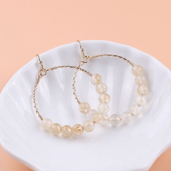 round natural multicolor stone earrings female alloy semi earrings electroplating imitation gold, Golden 
round natural multicolor stone earrings female alloy semi earrings electroplating imitation gold, Golden