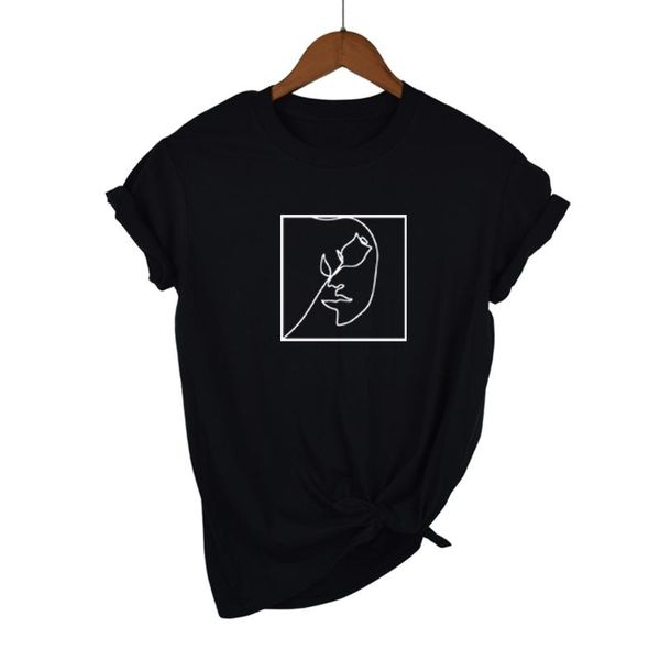 women's t-shirt girl face abstract simple and rose flower print women tshirt cotton casual funny tee gift for lady yong drop ship, White
women's t-shirt girl face abstract simple and rose flower print women tshirt cotton casual funny tee gift for lady yong drop ship, White