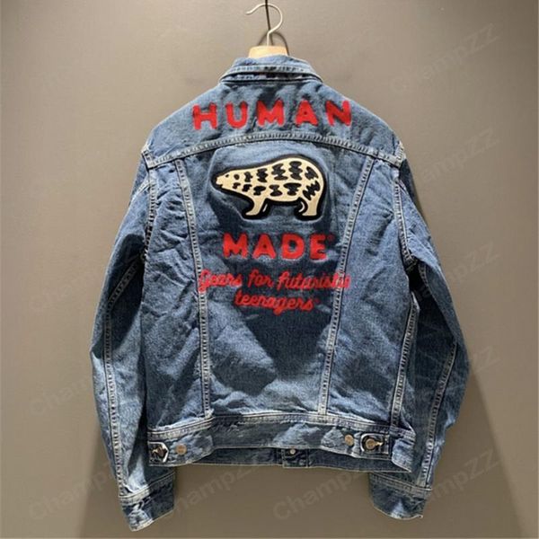 men's jackets embroidered polar bear human made denim work men women streetwear cowboy jean jacket, Black;brown
men's jackets embroidered polar bear human made denim work men women streetwear cowboy jean jacket, Black;brown