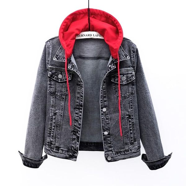 women's jackets korean dark gray slim short denim women student outerwear big size long sleeve removable hooded jeans jacket coat femal, Black;brown
women's jackets korean dark gray slim short denim women student outerwear big size long sleeve removable hooded jeans jacket coat femal, Black;brown