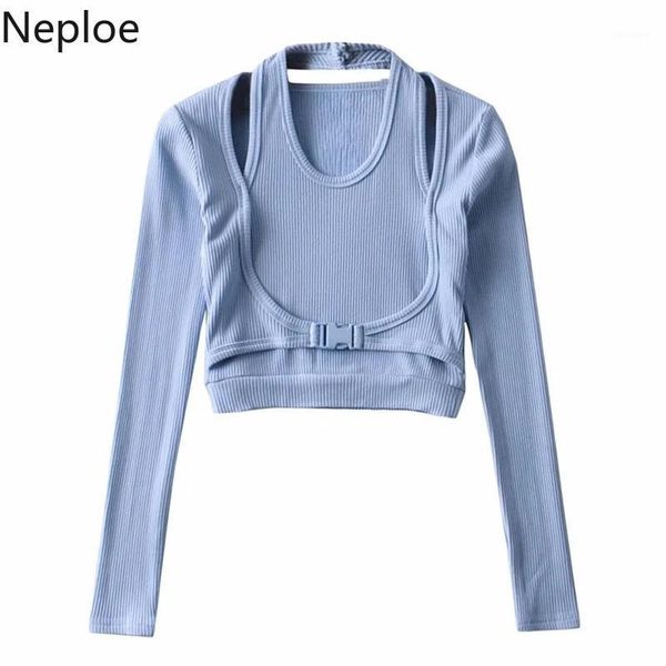 women's t-shirt neploe woman tshirts fake two-piece long-sleeve halter neck cropped hollow out harajuku shirts short korean fashion, White
women's t-shirt neploe woman tshirts fake two-piece long-sleeve halter neck cropped hollow out harajuku shirts short korean fashion, White