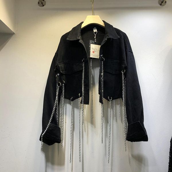 women's jackets chain tassel short jeans boyfriend oversized crop denim coat long sleeve jacket casual loose black bomber, Black;brown
women's jackets chain tassel short jeans boyfriend oversized crop denim coat long sleeve jacket casual loose black bomber, Black;brown