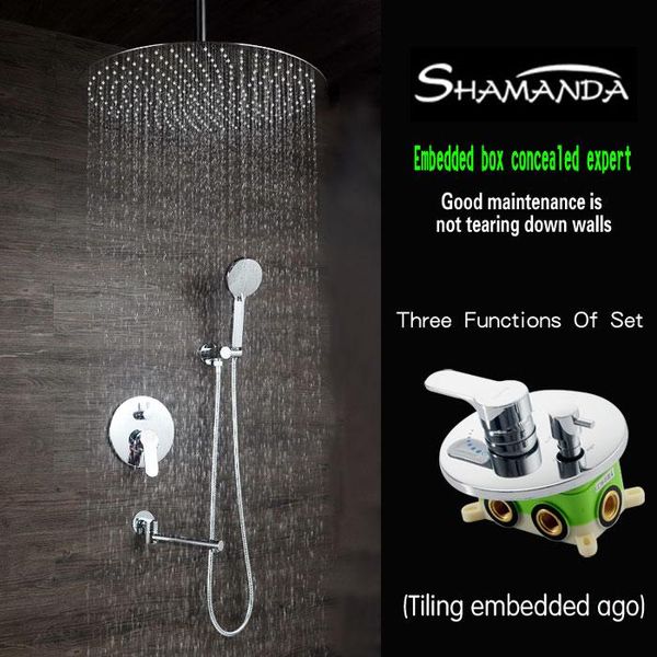 concealed round various rainfall shower head brass three functions embedded box mixer valve set with spout bathroom sets
concealed round various rainfall shower head brass three functions embedded box mixer valve set with spout bathroom sets