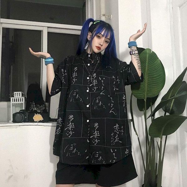 women's blouses & shirts japanese harajuku oversized blouse summer short sleeve button up shirt for women ladies long loose big size k, White
women's blouses & shirts japanese harajuku oversized blouse summer short sleeve button up shirt for women ladies long loose big size k, White