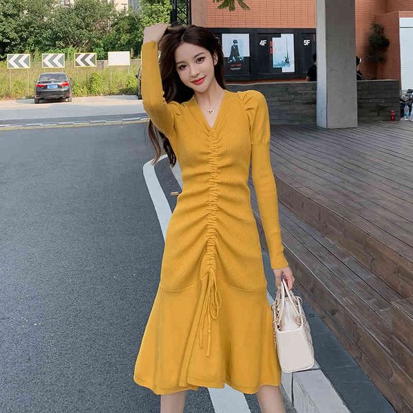 casual dresses autumn v-neck yellow knitted long-sleeved draw string pleated midi ruffled a-line ocbh, Black;gray
casual dresses autumn v-neck yellow knitted long-sleeved draw string pleated midi ruffled a-line ocbh, Black;gray