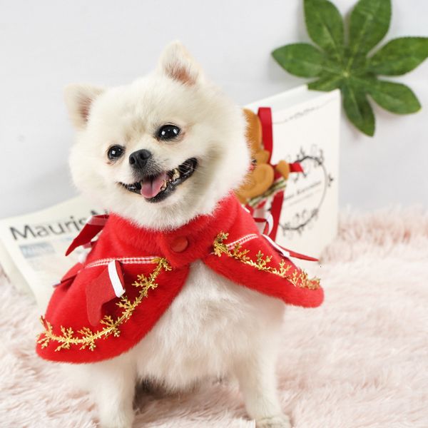 dog apparel pet clothes cat cloak transformed into red christmas supplies