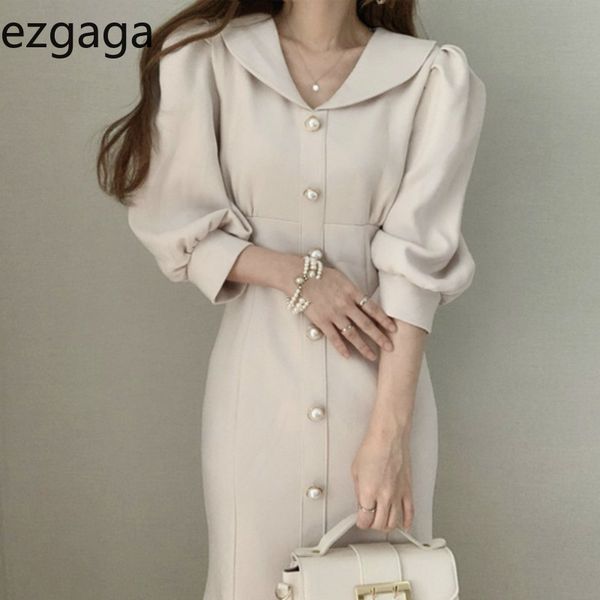 ezgaga french style mermaid dress women vintage pearl button v-neck slim waist puff sleeve elegant ladies chic solid vestidos 210430, Black;gray
ezgaga french style mermaid dress women vintage pearl button v-neck slim waist puff sleeve elegant ladies chic solid vestidos 210430, Black;gray