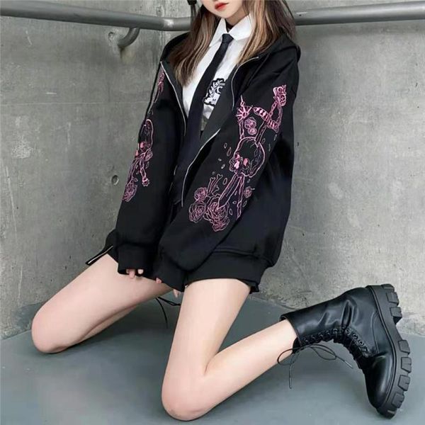 women's jackets harajuku zip up hoodies streetwear women y2k aesthetic print casual loose jacket punk style autumn coats e-girl vintage, Black;brown
women's jackets harajuku zip up hoodies streetwear women y2k aesthetic print casual loose jacket punk style autumn coats e-girl vintage, Black;brown