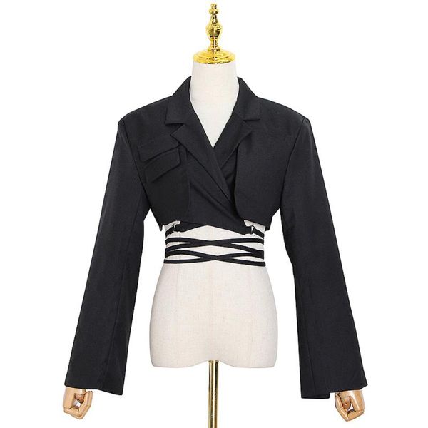 women's suits & blazers 2021 designer blazer crop jacket female black white pink bandage lace up coat, White;black
women's suits & blazers 2021 designer blazer crop jacket female black white pink bandage lace up coat, White;black
