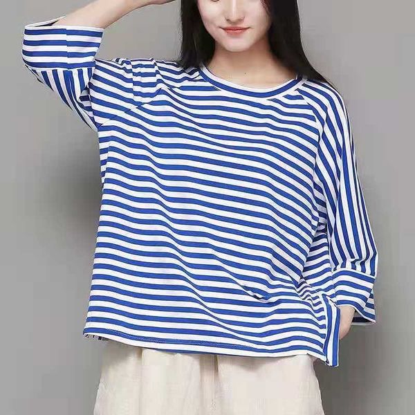 dress arrival of summer female korean style casual release three quarters t-shirt all-matched the-neck striped cotton w197, Black;gray 
dress arrival of summer female korean style casual release three quarters t-shirt all-matched the-neck striped cotton w197, Black;gray