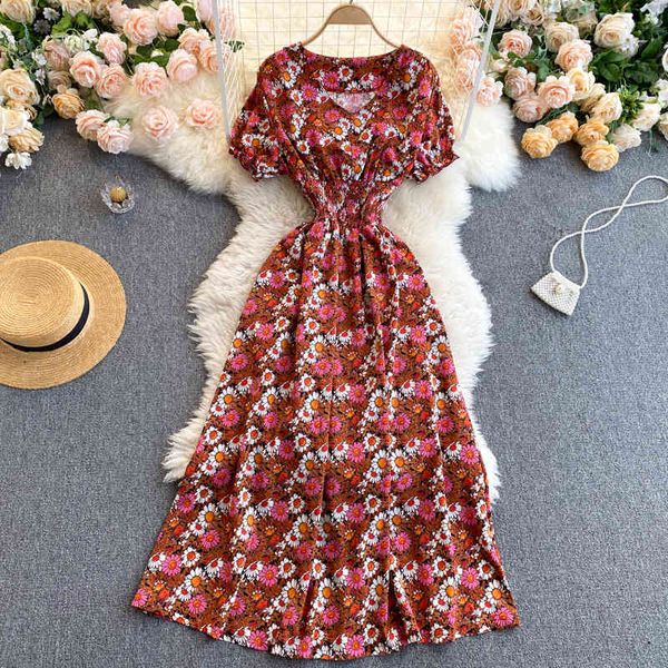 dresses french retro floral women fashion sleeve v neck a-line es summer elastic ruched boho print beach, Black;gray
dresses french retro floral women fashion sleeve v neck a-line es summer elastic ruched boho print beach, Black;gray