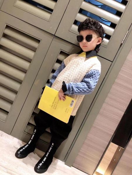 autumn and winter boy fashion round neck stitching sleeve sweater coat cardigan, Blue
autumn and winter boy fashion round neck stitching sleeve sweater coat cardigan, Blue