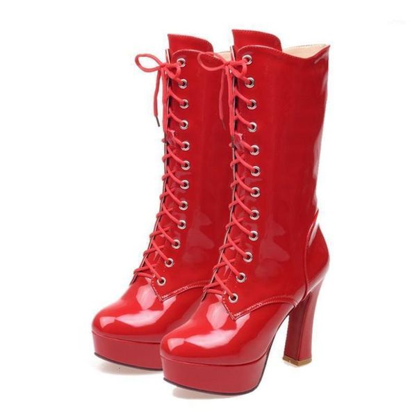 boots women mid calf platform chunky high heels round toe patent leather plush front lace zipper ladies heels1 bek7, Black
boots women mid calf platform chunky high heels round toe patent leather plush front lace zipper ladies heels1 bek7, Black