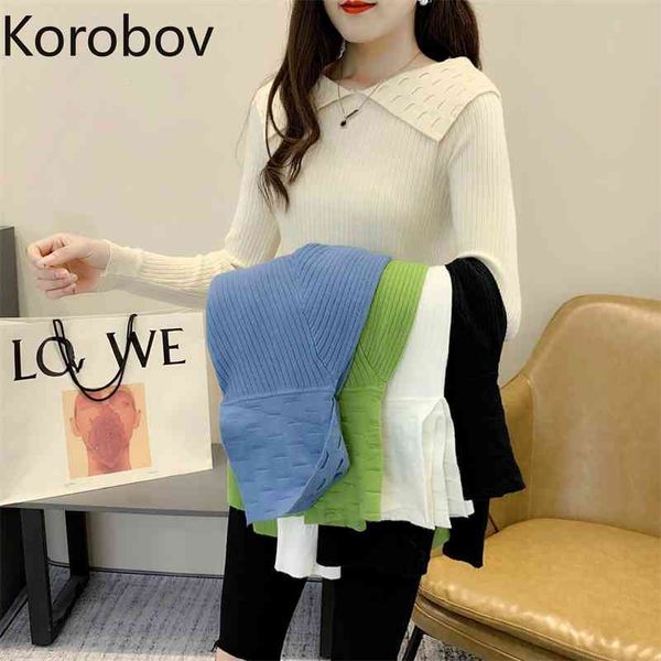 korobov korean elegant sweet sueter mujer chic autumn women knit pullovers sweaters preppy style slim solid sweater 210430, White;black
korobov korean elegant sweet sueter mujer chic autumn women knit pullovers sweaters preppy style slim solid sweater 210430, White;black