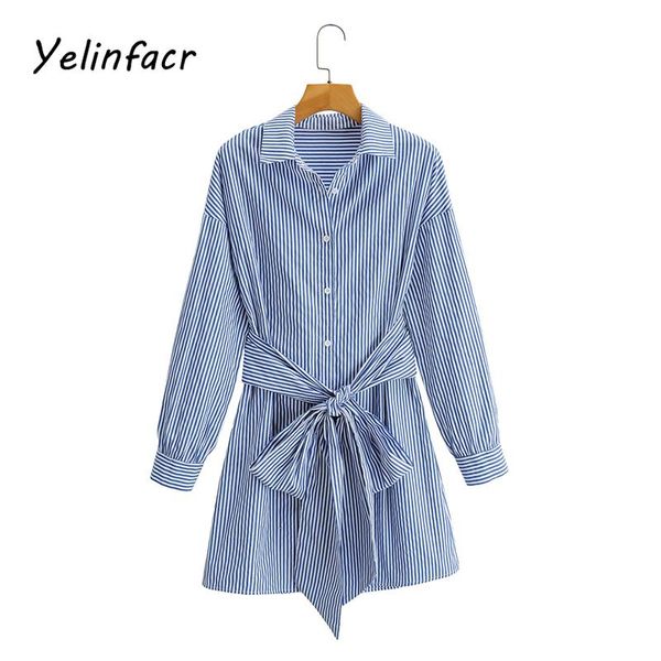 style casual fashion autumn women's dress long sleeve lapel belt elegant vintage striped ladies office mini dresses, Black;gray
style casual fashion autumn women's dress long sleeve lapel belt elegant vintage striped ladies office mini dresses, Black;gray