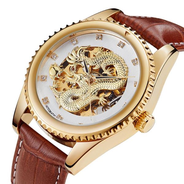 luxury classic dragon automatic mechanical watch tourbillon gear gold wristwatch skeleton self-winding male leather reloj hombre wristwatche, Slivery;brown
luxury classic dragon automatic mechanical watch tourbillon gear gold wristwatch skeleton self-winding male leather reloj hombre wristwatche, Slivery;brown