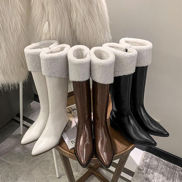 boots beige brown plush pointed toe punk knee high women 2021 winter square heels warm fur long western shoes, Black
boots beige brown plush pointed toe punk knee high women 2021 winter square heels warm fur long western shoes, Black