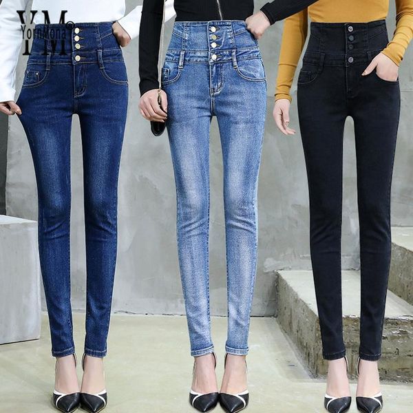 women's jeans yornmona good quality soft woman skinny denim pencil pants buttons high waist stretch women trousers, Blue
women's jeans yornmona good quality soft woman skinny denim pencil pants buttons high waist stretch women trousers, Blue