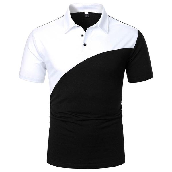 men's summer leisure patchwork t-shirts with lapel short sleeves shirt for male solid color pullover tee homme, White;black
men's summer leisure patchwork t-shirts with lapel short sleeves shirt for male solid color pullover tee homme, White;black