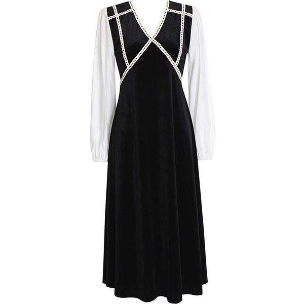 spring fall style a-line party dress women velvet splicing chiffon vestidos retro trendy robes boho long sleevewomen clothes casual dresses, Black;gray
spring fall style a-line party dress women velvet splicing chiffon vestidos retro trendy robes boho long sleevewomen clothes casual dresses, Black;gray