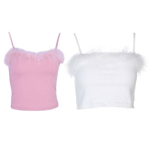 womens tanks spaghetti strap feather fluffy plush camis trim crop bandeau camisole pink, white
womens tanks spaghetti strap feather fluffy plush camis trim crop bandeau camisole pink, white