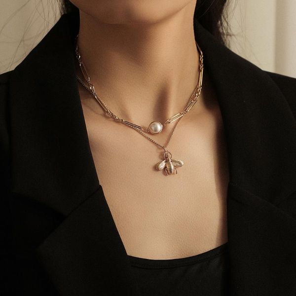 pendant necklaces jewelry for women wholesale 2021 european and american double-layer necklace bee pearl clavicle chain fashion, Silver
pendant necklaces jewelry for women wholesale 2021 european and american double-layer necklace bee pearl clavicle chain fashion, Silver