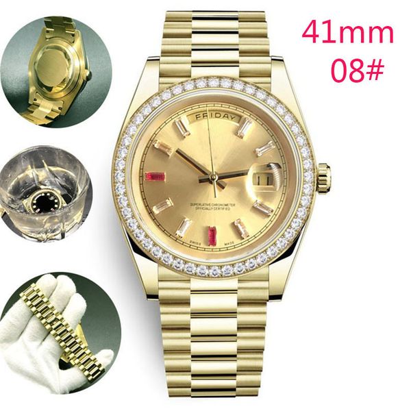 15 colour waterproo iced watch 41mm 2813 mechanical automatic stainless president fashion noble ruby mens watches classic long diamond wrist, Slivery;brown
15 colour waterproo iced watch 41mm 2813 mechanical automatic stainless president fashion noble ruby mens watches classic long diamond wrist, Slivery;brown