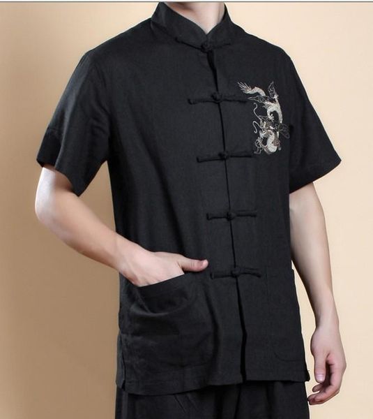 men's casual shirts black chinese traditional linen cotton shirt embroidery dragon mandarin collar s l xl xxl xxxl, White;black
men's casual shirts black chinese traditional linen cotton shirt embroidery dragon mandarin collar s l xl xxl xxxl, White;black