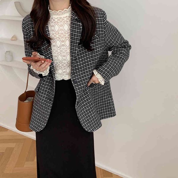 ol notched vintage plaid woolen blazer jacket minimalist autumn winter classic formal women blazers warm suit coat 210421, White;black
ol notched vintage plaid woolen blazer jacket minimalist autumn winter classic formal women blazers warm suit coat 210421, White;black
