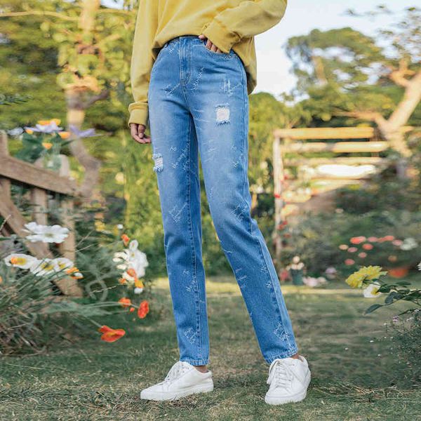 women's jeans spring inman autumn ripped jeans of custom fashion jacquard pants straight mom lady c822, Blue
women's jeans spring inman autumn ripped jeans of custom fashion jacquard pants straight mom lady c822, Blue