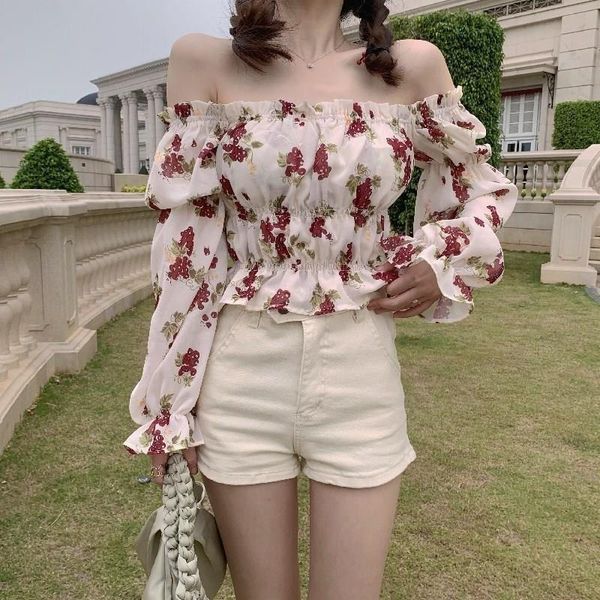 women's blouses & shirts mori's super fairy one shoulder sweet floral chiffon shirt summer long sleeve elastic waist short, White
women's blouses & shirts mori's super fairy one shoulder sweet floral chiffon shirt summer long sleeve elastic waist short, White