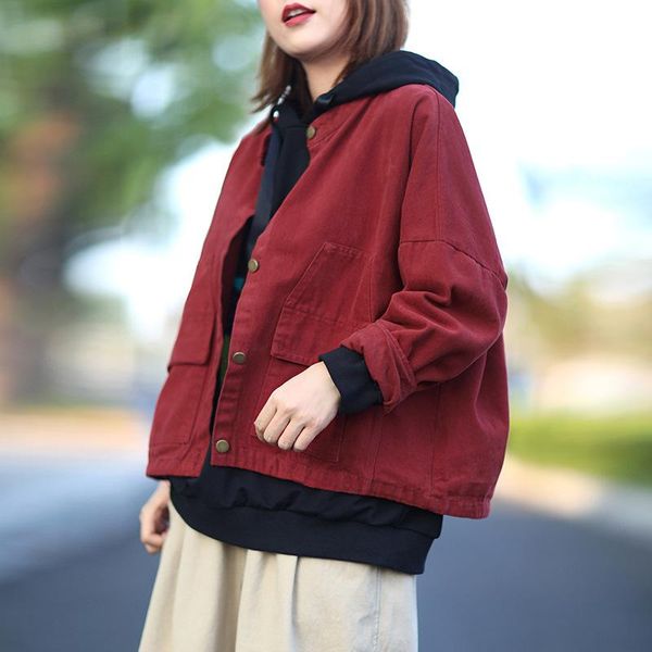 women's jackets casual short jacket women coats loose solid color pocket stand collar long sleeve 2021 spring autumn jeans fashion, Black;brown
women's jackets casual short jacket women coats loose solid color pocket stand collar long sleeve 2021 spring autumn jeans fashion, Black;brown