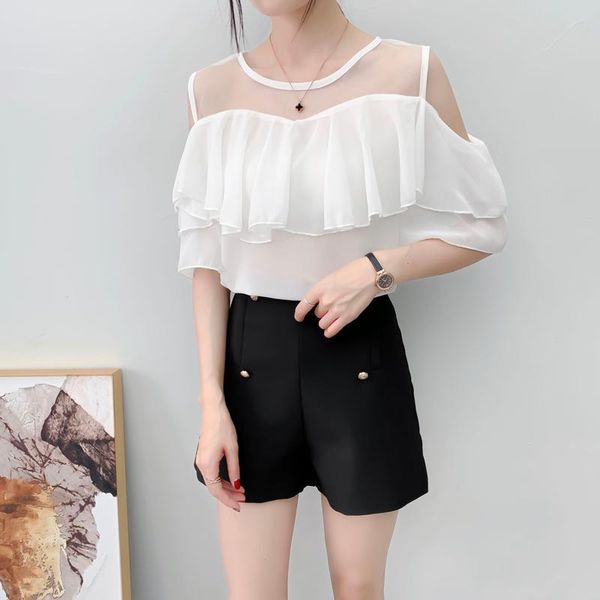 women's blouses & shirts loose cover belly ruffle off shoulder chiffon shirt summer super fairy short sleeve one fold sweet girl, White
women's blouses & shirts loose cover belly ruffle off shoulder chiffon shirt summer super fairy short sleeve one fold sweet girl, White