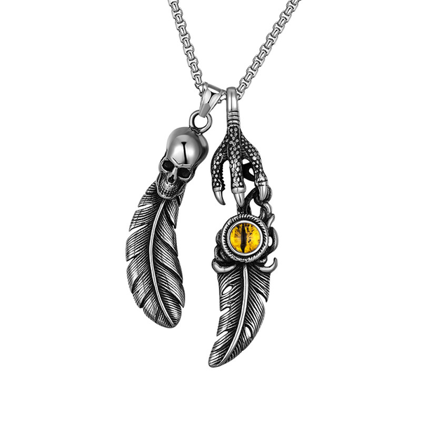 pendant necklaces ins 316l stainless steel demon evil eye skull feather necklace for men women hip hop punk gothic trendy jewelry gift, Silver
pendant necklaces ins 316l stainless steel demon evil eye skull feather necklace for men women hip hop punk gothic trendy jewelry gift, Silver