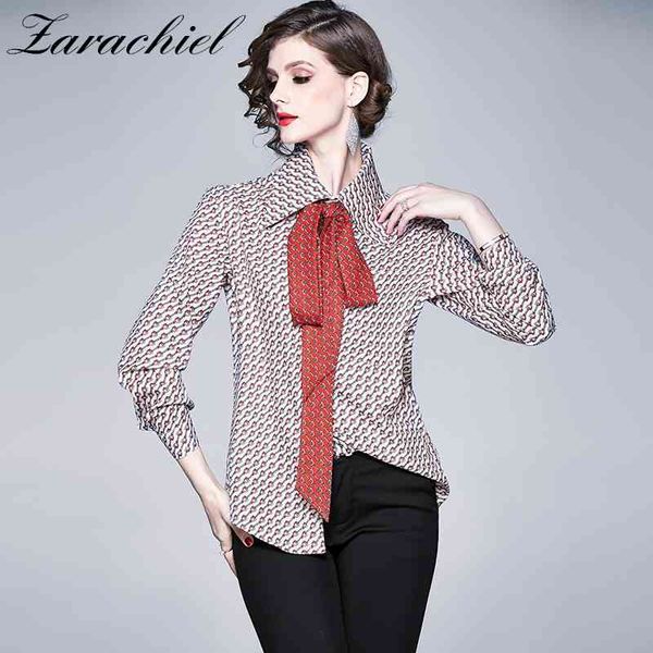 fashion designer women and shirts vintage elegant bow belt long sleeve chain printing plus size chiffon office ladies blusa 210416, White
fashion designer women and shirts vintage elegant bow belt long sleeve chain printing plus size chiffon office ladies blusa 210416, White