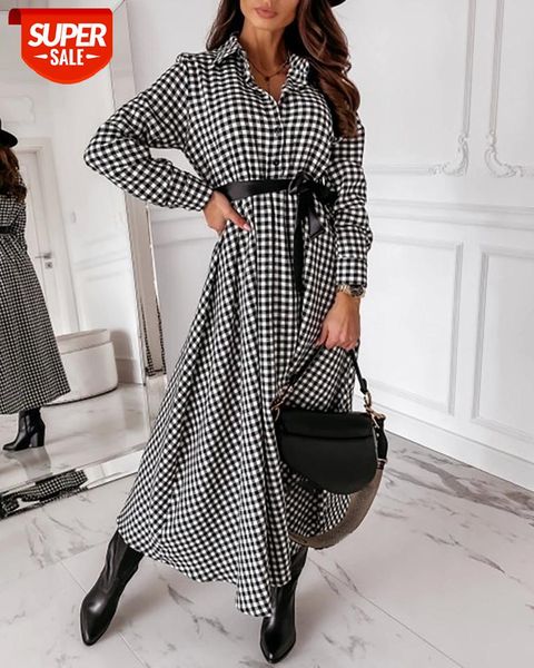 women's baggy long dress casual retro plaid sleeve lapel button down high waist lace-up belt for vacation travel #ji1i, White;black
women's baggy long dress casual retro plaid sleeve lapel button down high waist lace-up belt for vacation travel #ji1i, White;black