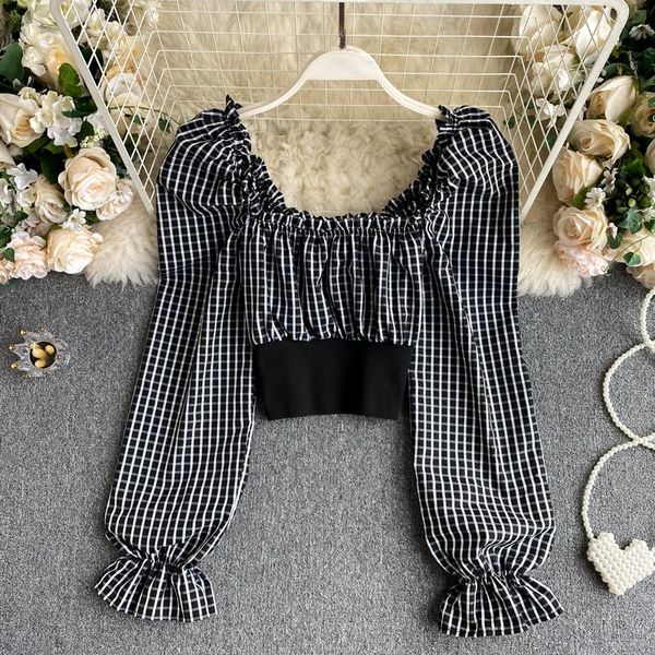 retro black and white plaid elegant square collar long sleeve contrasting color short shirt for women blouse p303 women's blouses & sh
retro black and white plaid elegant square collar long sleeve contrasting color short shirt for women blouse p303 women's blouses & sh