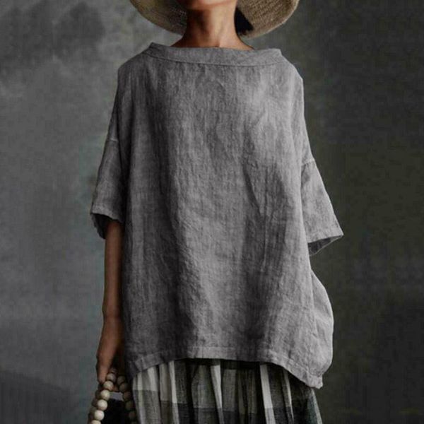 women's blouses & shirts vintage womens half sleeve blouse cotton and linen solid color loose female streetwear blusas mujer verano 202, White
women's blouses & shirts vintage womens half sleeve blouse cotton and linen solid color loose female streetwear blusas mujer verano 202, White