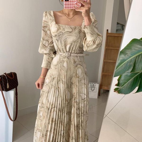 casual dresses 2021 autumn woman elegant square collar pleated dress korean retro long sleeve slim belted sashes female printed vestidos, Black;gray
casual dresses 2021 autumn woman elegant square collar pleated dress korean retro long sleeve slim belted sashes female printed vestidos, Black;gray