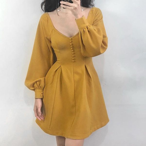 casual dresses french retro deep lantern sleeve long high waist slim a-line gentle dress, Black;gray
casual dresses french retro deep lantern sleeve long high waist slim a-line gentle dress, Black;gray