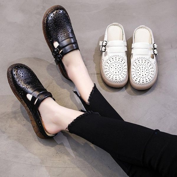 slippers women white mules embroidery leather summer shoes hollow out genuine handmade soft, Black
slippers women white mules embroidery leather summer shoes hollow out genuine handmade soft, Black