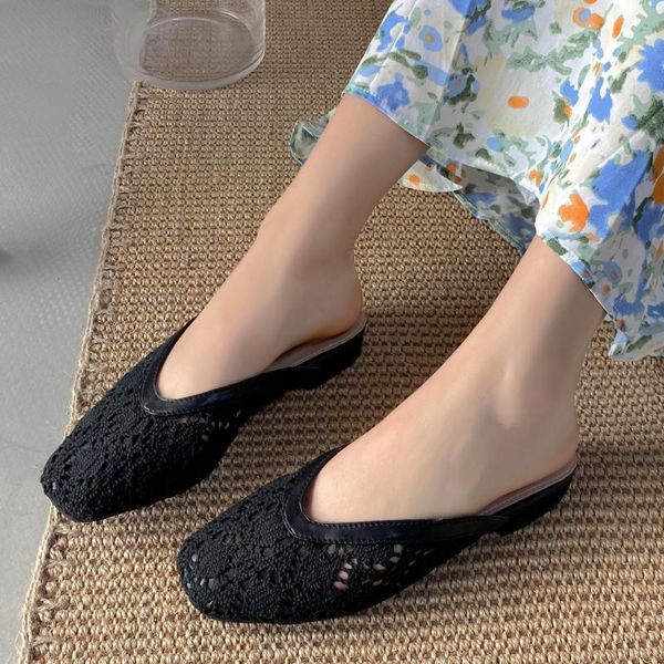 slippers knitted hollow out square toe mules women breathable closed slides non-slip comfy outwear flats flip flops, Black
slippers knitted hollow out square toe mules women breathable closed slides non-slip comfy outwear flats flip flops, Black